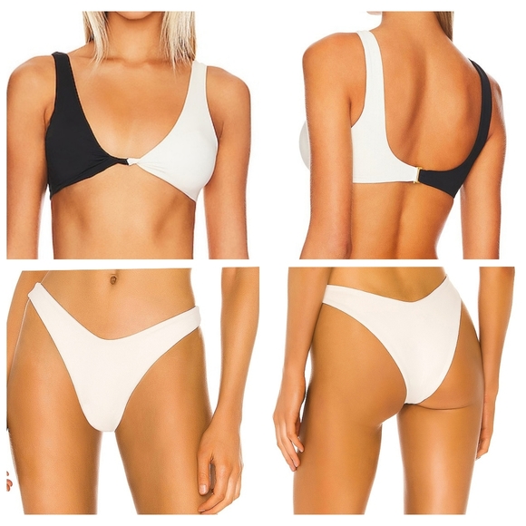 L*Space Luna Cabana Bikini Set Black Cream - Picture 2 of 11